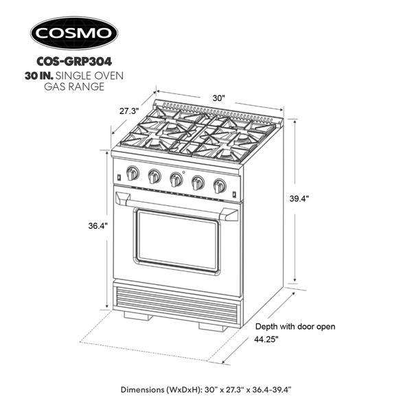 Cosmo 30" 3.5 cu ft. Freestanding Gas Range & Reviews Wayfair